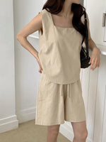 Load image into Gallery viewer, Korean Linen Tank Top + Shorts Set [3 Colours]
