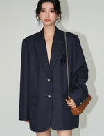 Load image into Gallery viewer, Tailored Vest + Blazer in Navy
