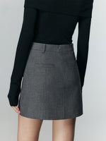 Load image into Gallery viewer, Tailored Mini Skirt in Grey
