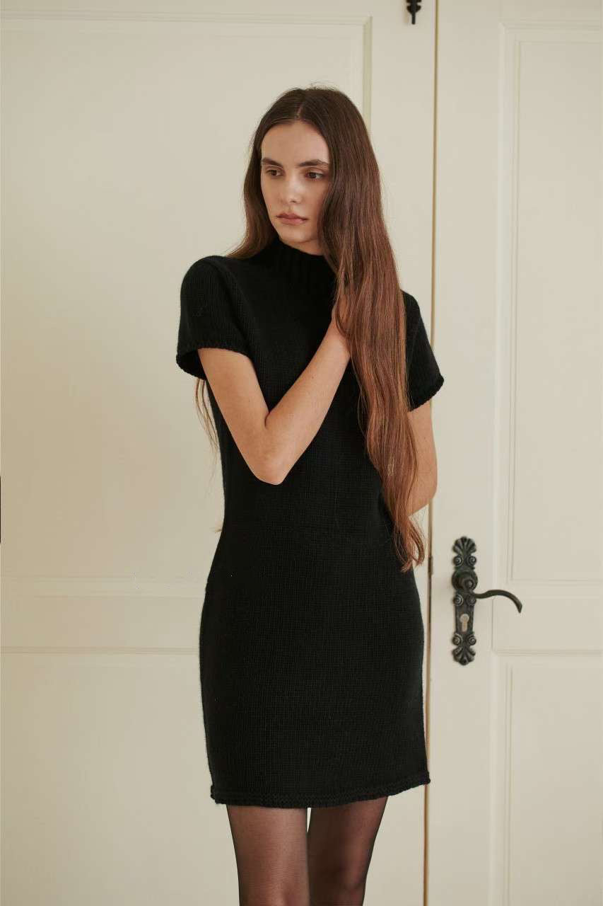 Korean Merino Cashmere Half Knit Dress [3 Colours]