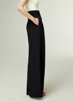 Load image into Gallery viewer, Wide Leg Pleat Fold Trousers in Black
