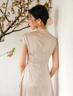 Load image into Gallery viewer, Slit Pocket Maxi Cheongsam Dress in Champagne

