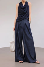 Load image into Gallery viewer, Drape Top // Trousers Set in Navy
