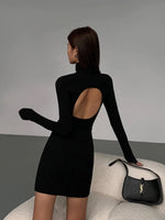 Load image into Gallery viewer, Back Cutout Stretch Mini Dress in Black
