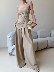 Cami Tailored Top + Trousers Set in Beige