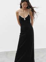 Load image into Gallery viewer, Tencel Contrast Maxi Dress in Black
