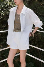 Load image into Gallery viewer, Cotton Floral Laser Cut Shirt in White
