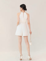Load image into Gallery viewer, Chain Pocket Short Jumpsuit in White
