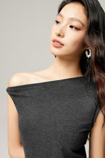 Load image into Gallery viewer, Asymmetric Toga Top in Grey
