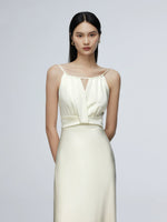 Load image into Gallery viewer, Satin Cutout Dress in Cream
