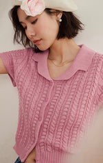 Load image into Gallery viewer, Knitted Polo Blouse in Pink
