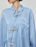 Load image into Gallery viewer, Oversized Striped Pankou Shirt in Blue
