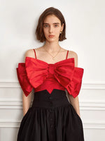 Load image into Gallery viewer, Oversized Triple Bow Cami Top in Red
