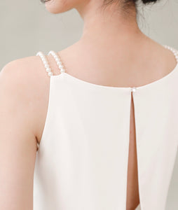 Beaded Cami Cutout Back Dress in White