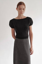 Load image into Gallery viewer, Korean Benne Wool/Cashmere Knit Top in Grey
