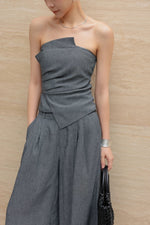 Load image into Gallery viewer, Bustier Top // Trousers Set in Grey
