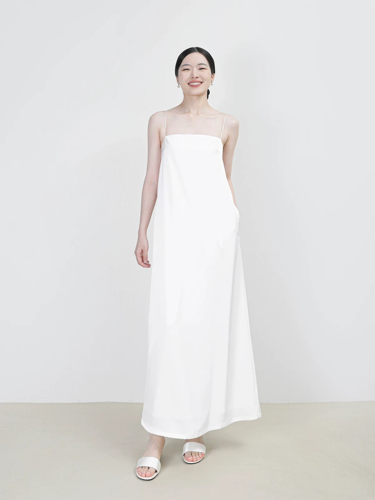 Cami Pocket Maxi Dress in White