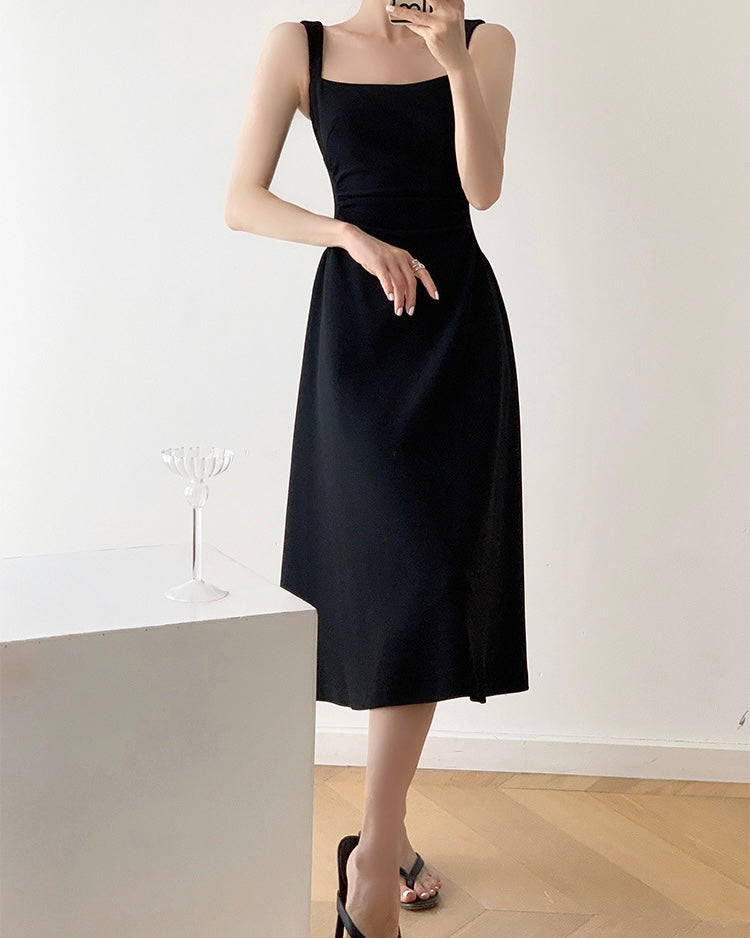 Side Gathered Flare Midi Dress [5 Colours]