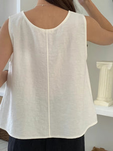 Korean Linen Sleeveless Top [2 Colours]