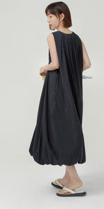 Load image into Gallery viewer, Sleeveless Pocket Bubble Dress in Black
