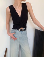 Load image into Gallery viewer, Sleeveless Twist Knit Top in Black
