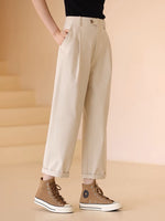 Load image into Gallery viewer, Cotton Twill Wide Leg Cropped rousers in Cream
