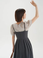 Load image into Gallery viewer, 2-piece Puff Sleeve Cami Dress in Grey
