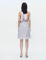 Load image into Gallery viewer, Satin Bow Top // Bias Cut Skirt in Purple
