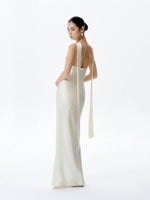 Load image into Gallery viewer, [Customizable] Drop Back Twist Drape Satin Gown in White
