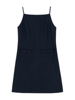 Load image into Gallery viewer, Cotton Linen Bow Pocket Shift Dress in Black
