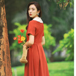 Load image into Gallery viewer, Vintage Flare Dress in Orange
