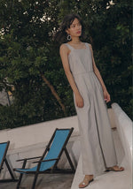 Load image into Gallery viewer, Cutout Back Pocket Maxi Jumpsuit in Grey
