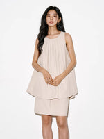 Load image into Gallery viewer, Pleated Top // Mid Skirt Set in Beige
