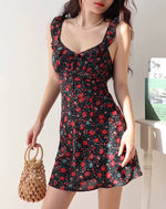 Load image into Gallery viewer, Dahlia Floral Flutter Strap Mini Dress [2 Colours]
