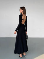 Load image into Gallery viewer, Cutout Drop Back Maxi Dress in Black
