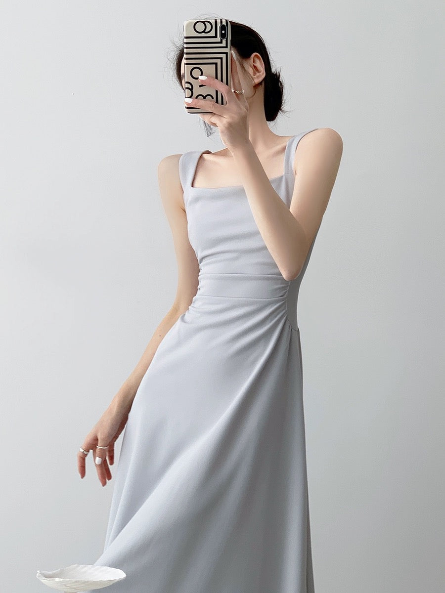 Side Gathered Flare Midi Dress [5 Colours]