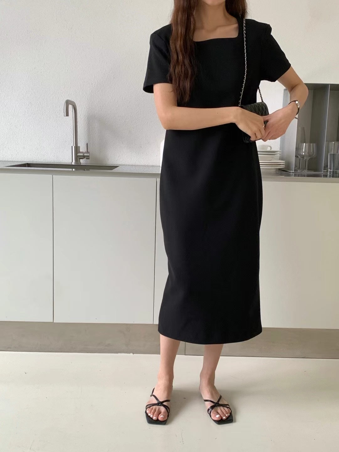 Korean Shift Dress in Black