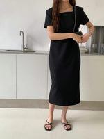 Load image into Gallery viewer, Korean Shift Dress in Black
