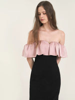 Load image into Gallery viewer, Off Shoulder Ruffle Dress in Black
