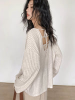 Load image into Gallery viewer, Tie Back Relaxed Knit Shirt in Beige
