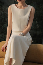 Load image into Gallery viewer, Sleeveless Line Dress in Cream
