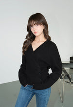 Load image into Gallery viewer, Wrap Button Cardigan in Black
