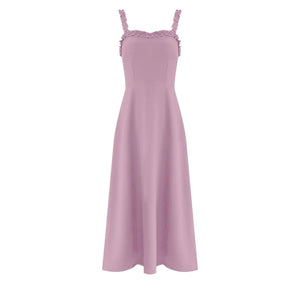 Sonia Ruffle Cami Strap Midi Dress in Lavender