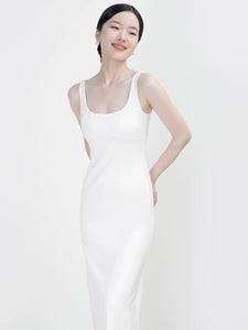 Tailored Stretch Shift Dress in White