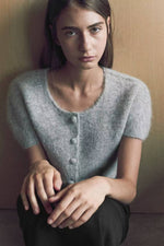 Load image into Gallery viewer, Korean Monche Alpaca Wool Short Cardigan Top in Grey
