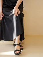 Load image into Gallery viewer, Satin Drape Slip Dress in Black
