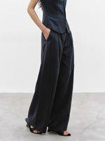 Load image into Gallery viewer, Tencel Vest // Trousers Set in Navy

