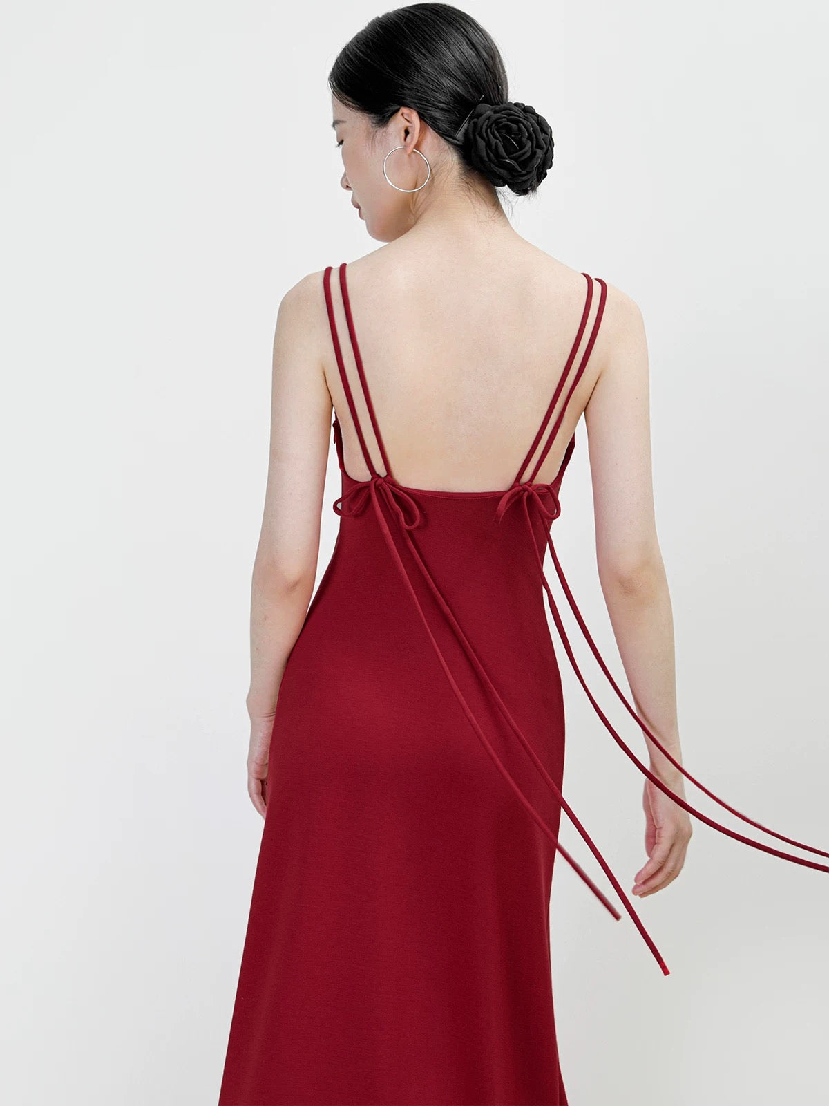 Double Cami Ribbon Dress in Red