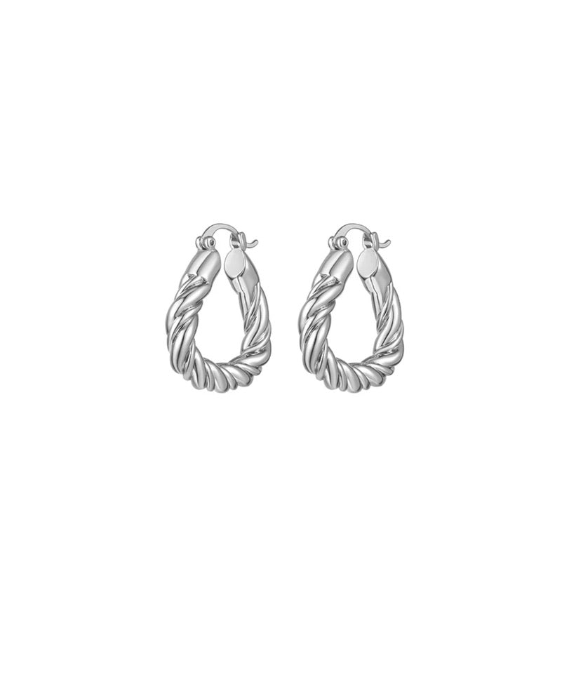 Twist Loop Earrings in Silver