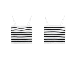 Padded Striped Camisole in White/Black